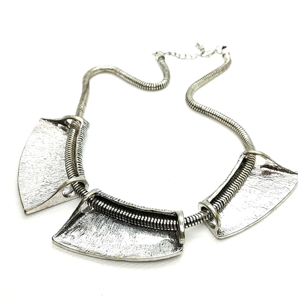 Three piece silver statement necklace - Picture 3 of 5